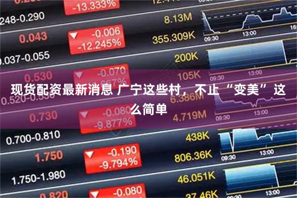 现货配资最新消息 广宁这些村，不止 “变美” 这么简单